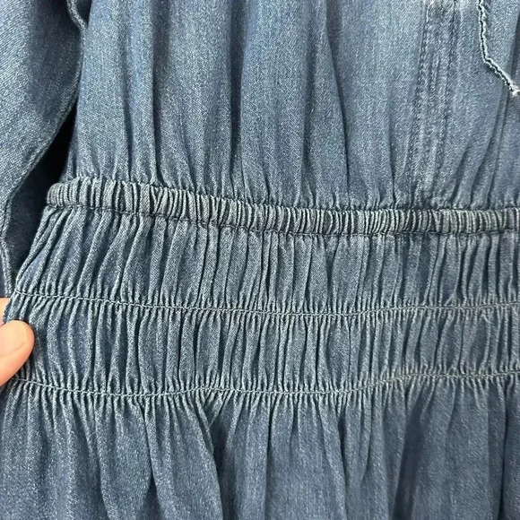 GAP Puff Sleeve Denim Dress with Washwell Smocked Waist Boho Prairie Size Small - Picture 7 of 12